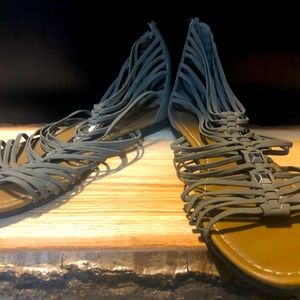 Grey/Green Gladiator Sandals